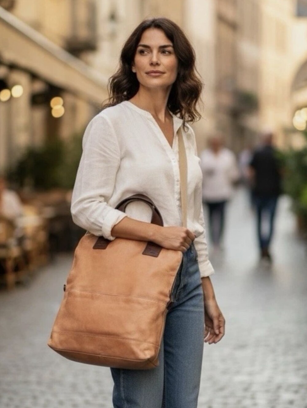 Cynthia Rowley Large Tote Satchel Buttery Soft Camel Tan Leather Crossbody Bag